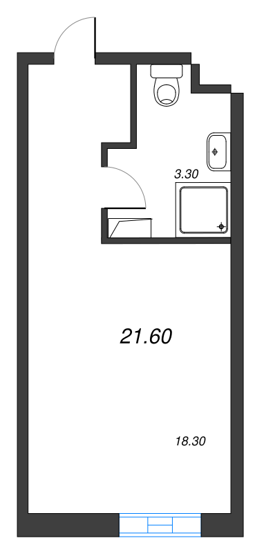 Квартира-студия, 21.6 м² в ЖК "VIDI" - планировка, фото №1