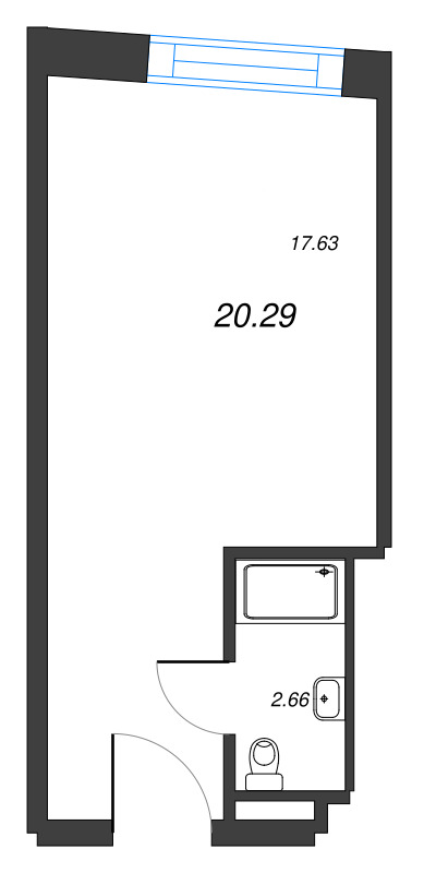 Квартира-студия, 20.29 м² - планировка, фото №1