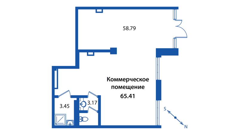 Помещение, 65.41 м² в ЖК "Полис Приморский" - планировка, фото №1