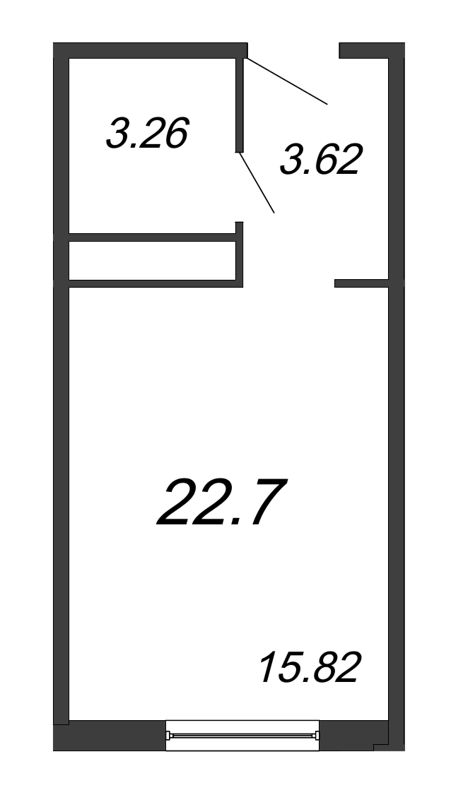 Квартира-студия, 22.7 м² - планировка, фото №1