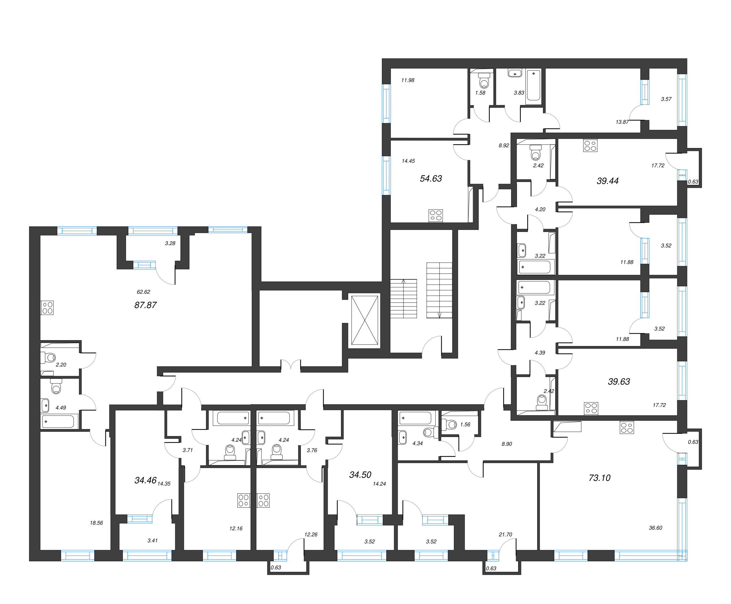 1-комнатная квартира, 36.17 м² - планировка этажа