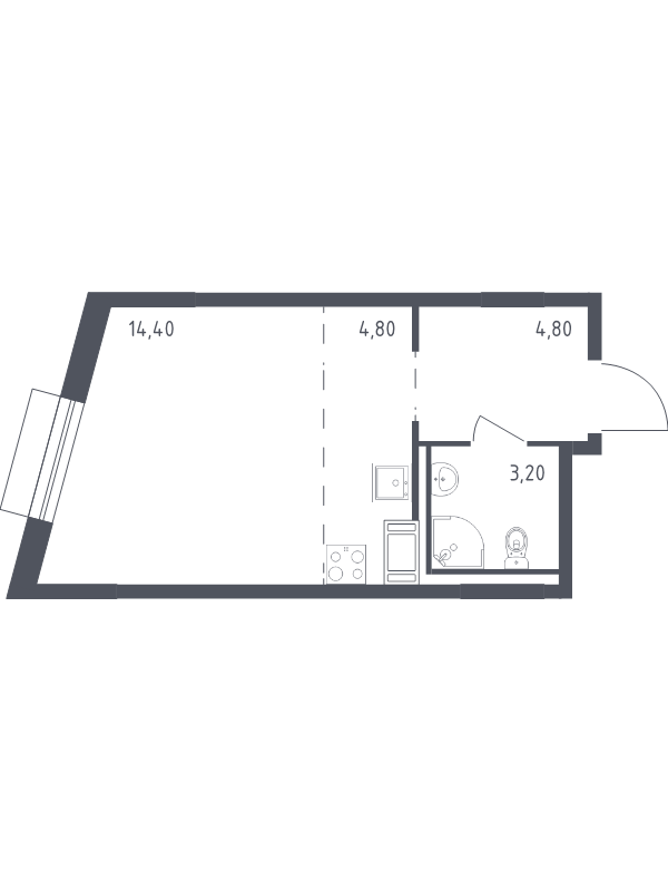 Квартира-студия, 27.2 м² в ЖК "Курортный Квартал" - планировка, фото №1