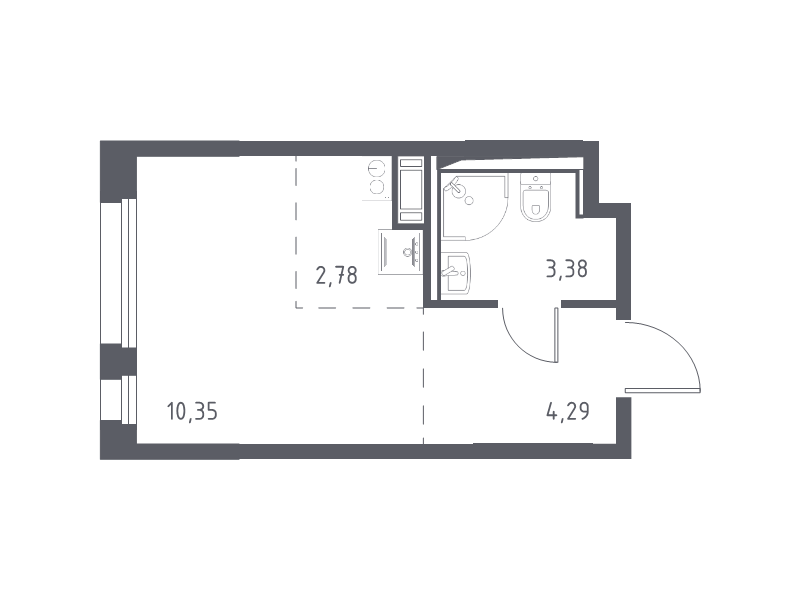Квартира-студия, 20.8 м² - планировка, фото №1
