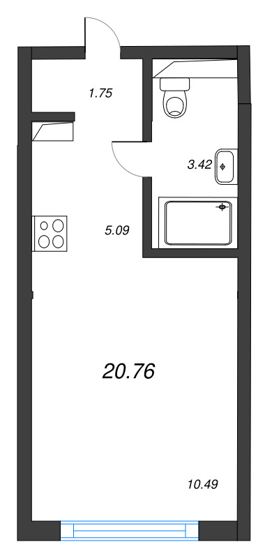 Квартира-студия, 20.76 м² в ЖК "Новая Земля" - планировка, фото №1