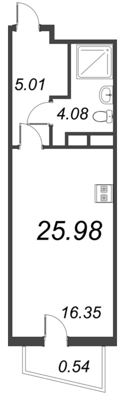 Квартира-студия, 25.98 м² - планировка, фото №1