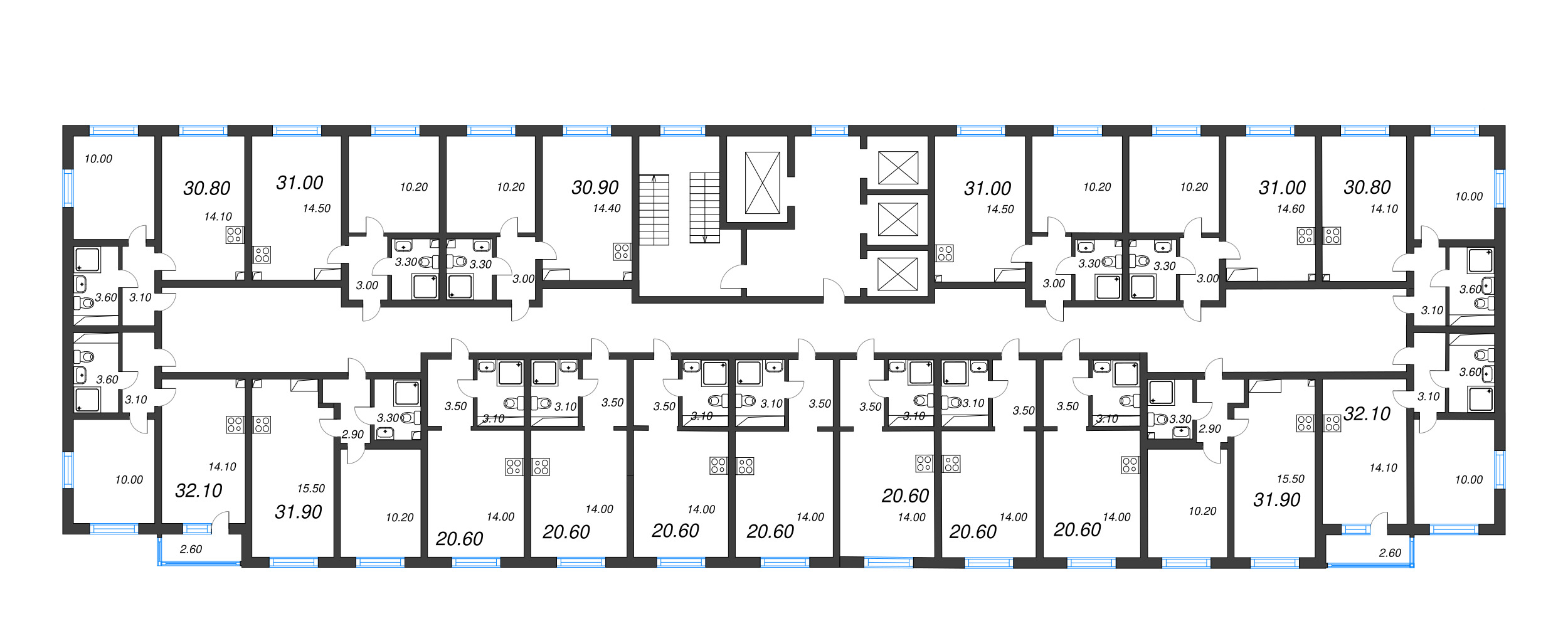 Квартира-студия, 20.6 м² в ЖК "Ручьи" - планировка этажа