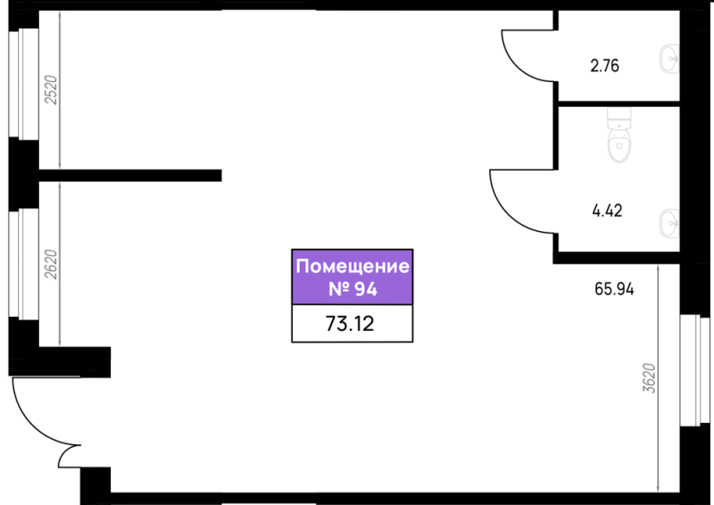 Помещение, 73.12 м² в ЖК "Имена" - планировка, фото №1
