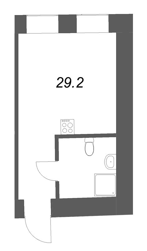 Квартира-студия, 29.2 м² - планировка, фото №1