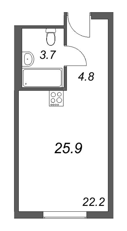 Квартира-студия, 25.9 м² в ЖК "ARTSTUDIO M103" - планировка, фото №1