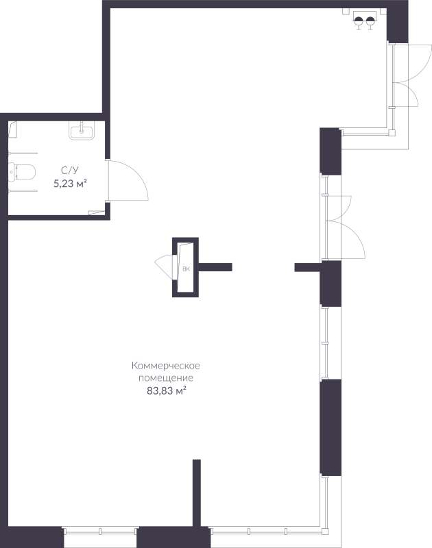 Помещение, 89.07 м² в ЖК "VEREN NORT сертолово" - планировка, фото №1