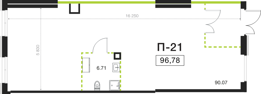 Помещение, 96.78 м² в ЖК "Legenda Васильевского" - планировка, фото №1