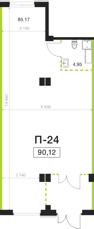 Помещение, 90.12 м² в ЖК "Легенда Васильевского" - планировка, фото №1