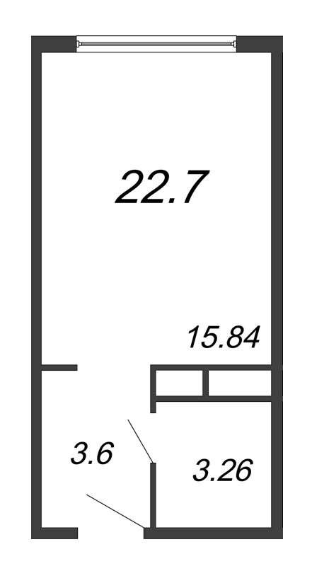 Квартира-студия, 22.7 м² - планировка, фото №1