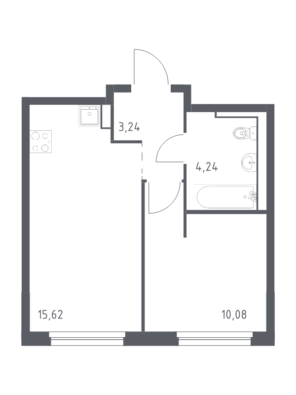2-комнатная (Евро) квартира, 33.18 м² в ЖК "Невская Долина" - планировка, фото №1
