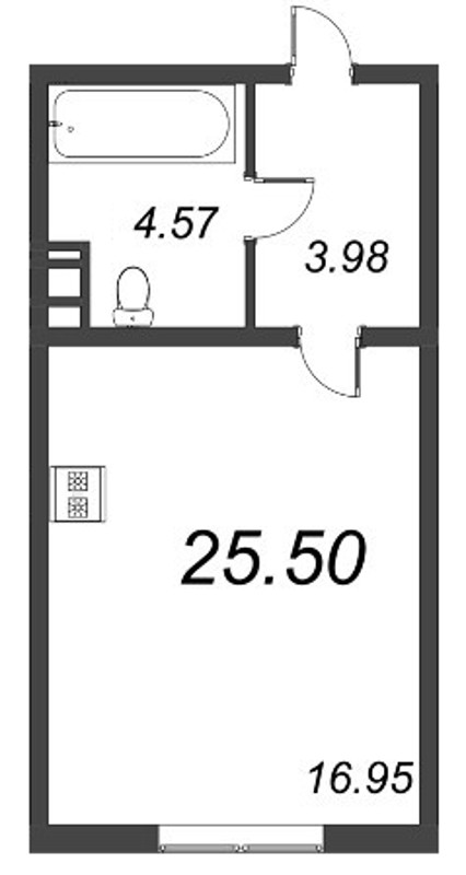 Квартира-студия, 25.5 м² в ЖК "Pixel" - планировка, фото №1