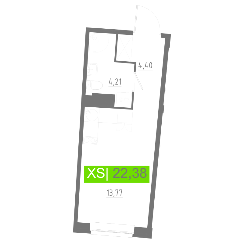 Квартира-студия, 22.38 м² в ЖК "Аквилон РИВА" - планировка, фото №1