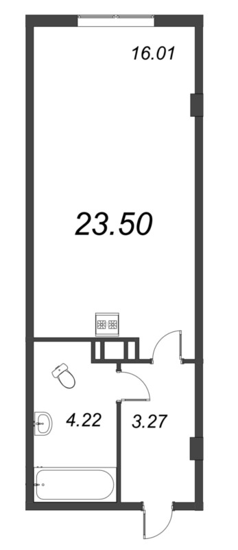 Квартира-студия, 23.5 м² в ЖК "Ромашки" - планировка, фото №1