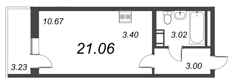 Квартира-студия, 21.06 м² в ЖК "Капральский" - планировка, фото №1