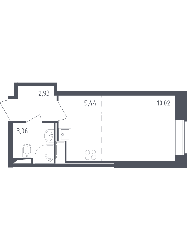 Квартира-студия, 21.45 м² - планировка, фото №1