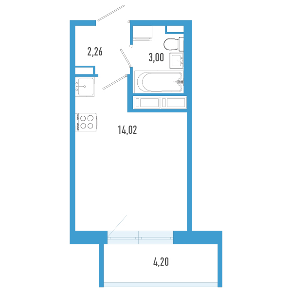 Квартира-студия, 20.54 м² в ЖК "AEROCITY" - планировка, фото №1