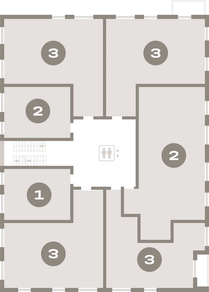 3-комнатная (Евро) квартира, 92.3 м² в ЖК "Северный ветер" - планировка этажа