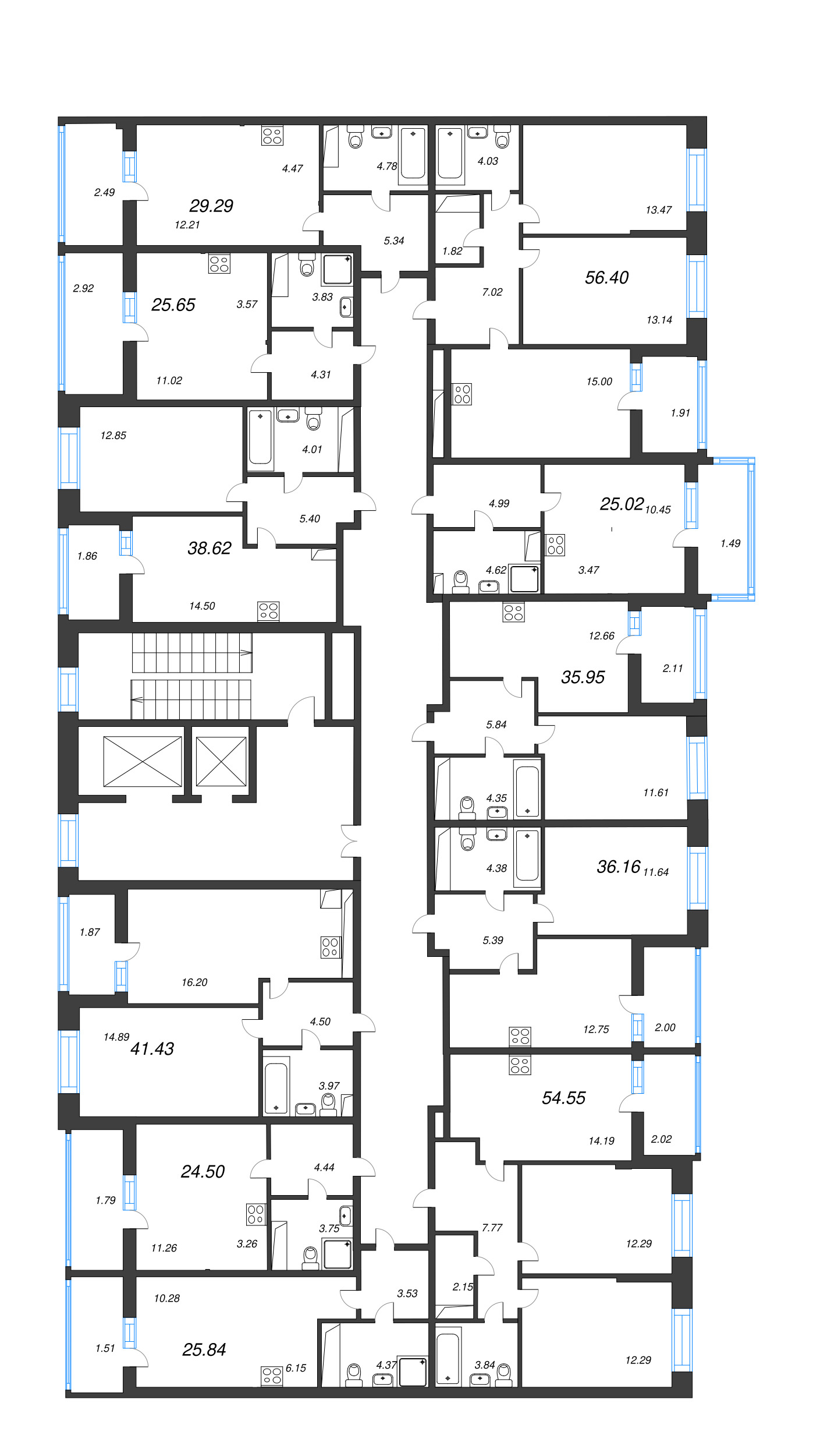 Квартира-студия, 25.02 м² - планировка этажа