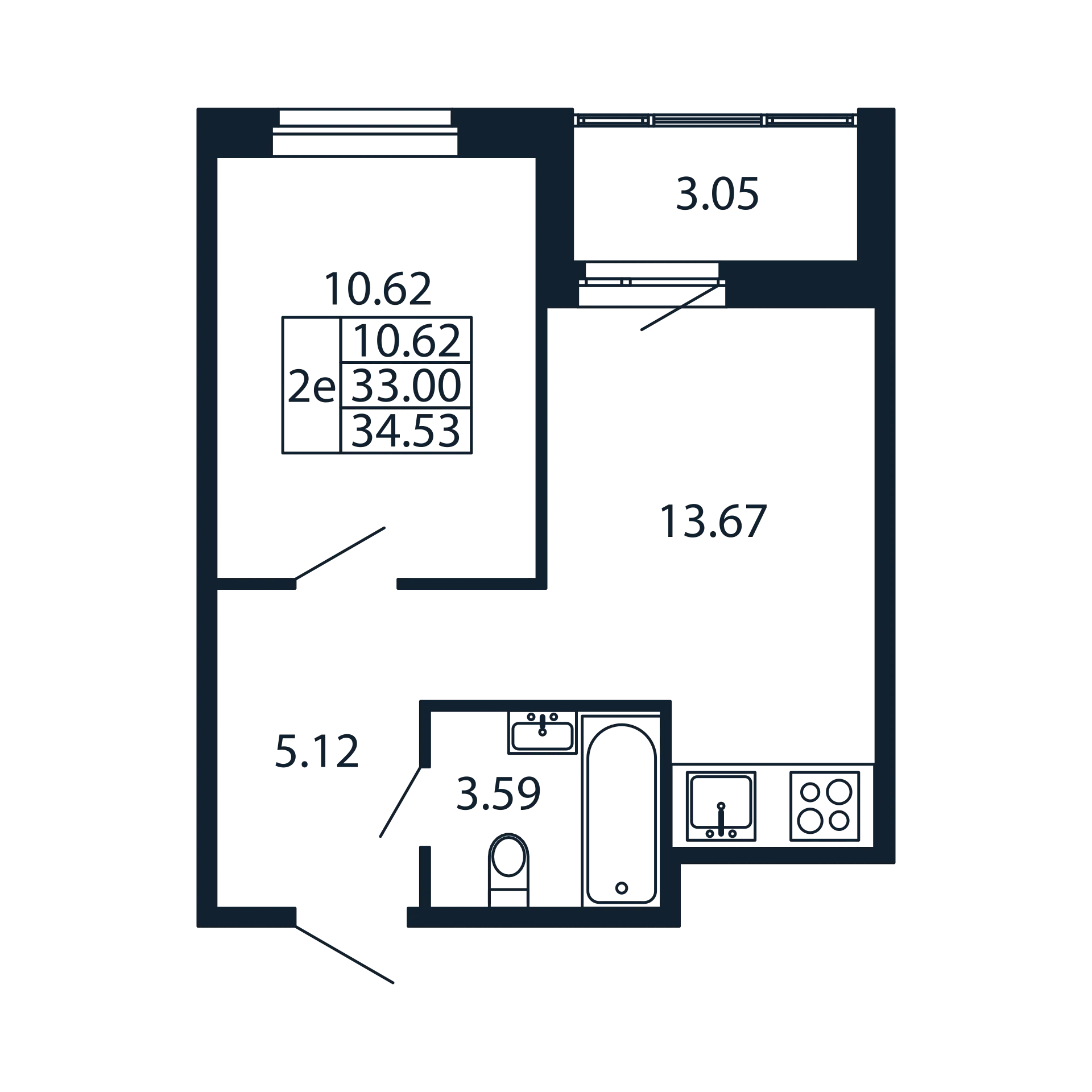 1-комнатная квартира, 33 м² в ЖК "Полис Новоселье" - планировка, фото №1