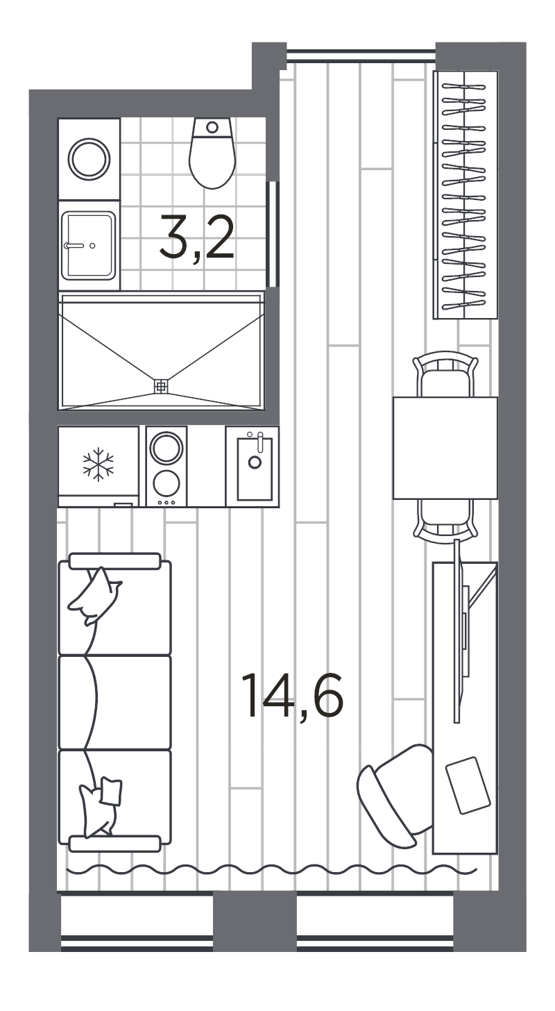 Квартира-студия, 17.8 м² в ЖК "Industrial Avenir" - планировка, фото №1
