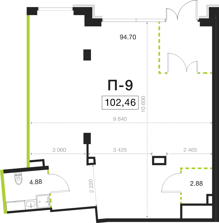 Помещение, 102.46 м² в ЖК "Legenda Васильевского" - планировка, фото №1