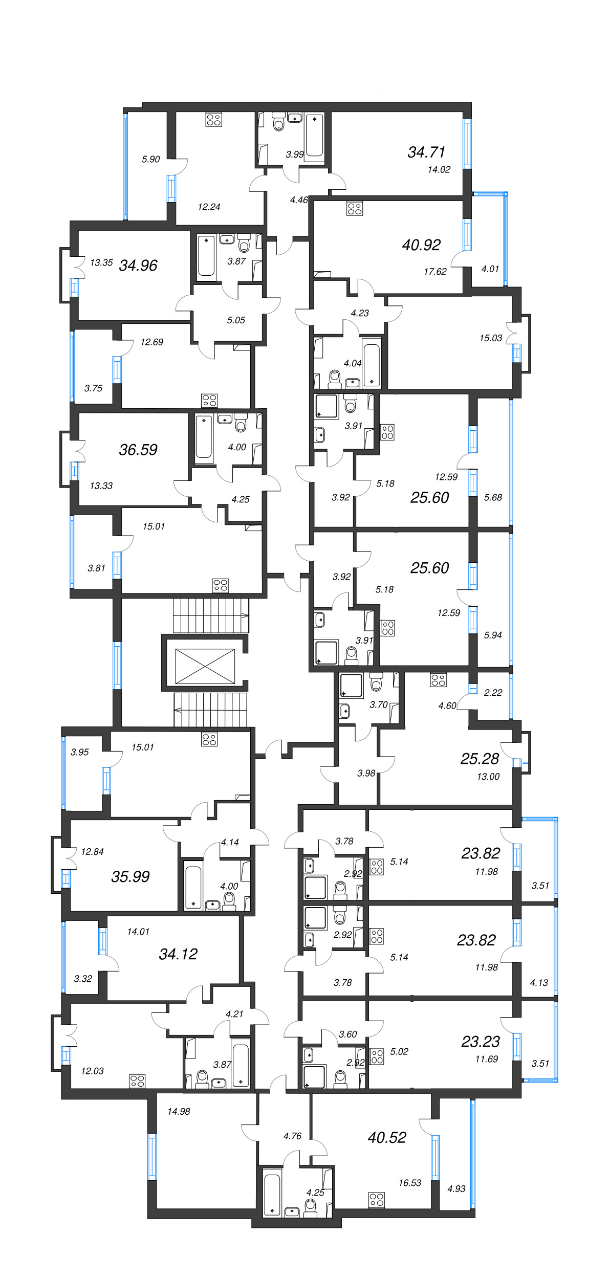 Квартира-студия, 23.82 м² в ЖК "Любоград" - планировка этажа
