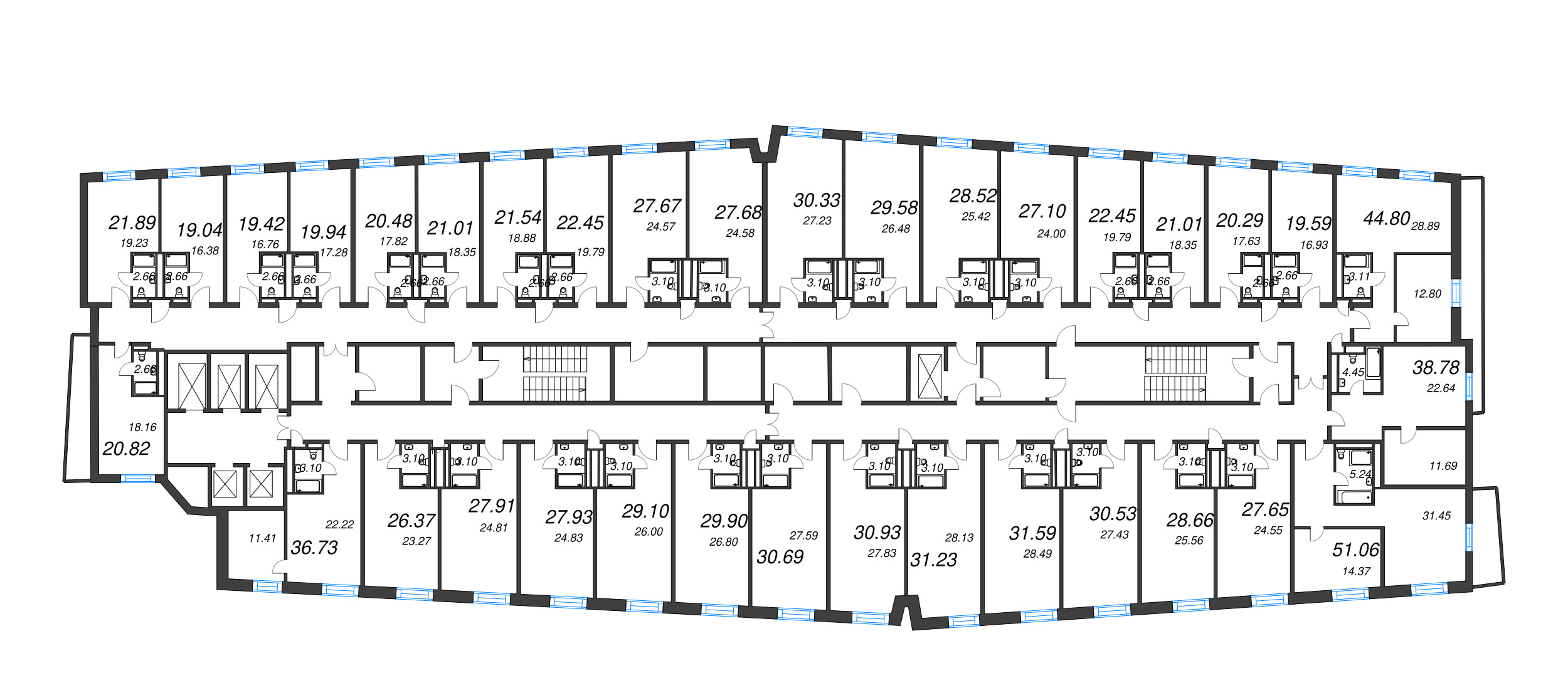 Квартира-студия, 19.04 м² в ЖК "ЙЕС Лидер" - планировка этажа