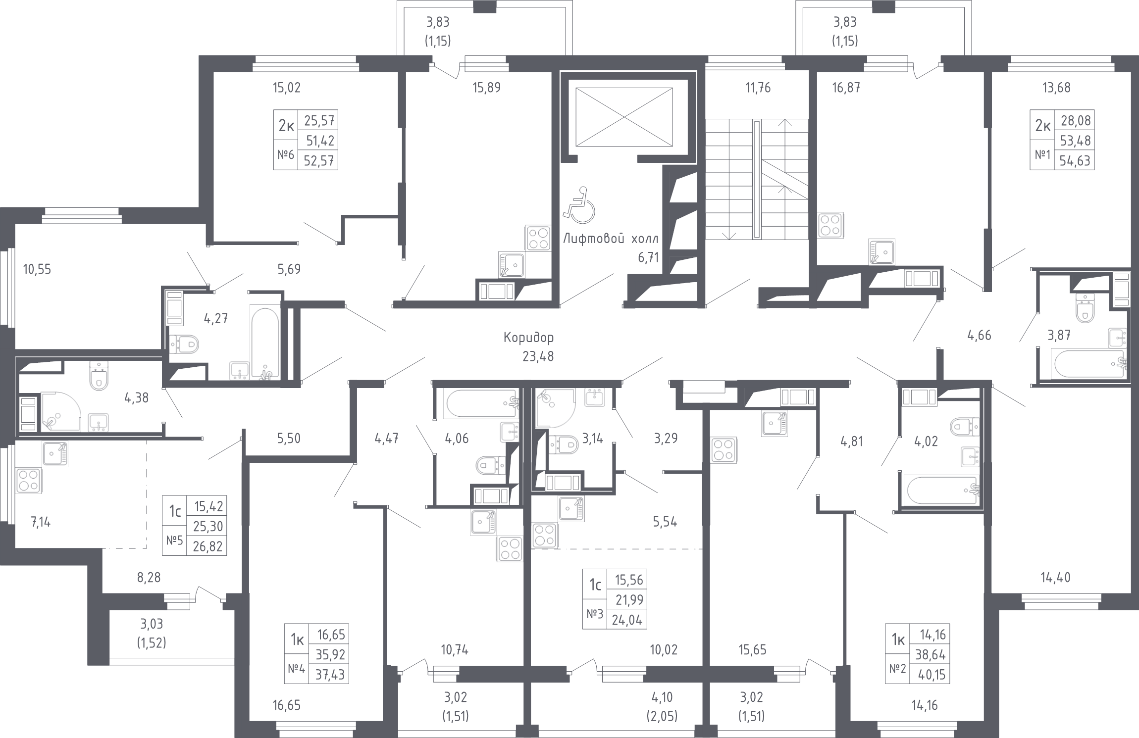 1-комнатная квартира, 36.8 м² в ЖК "Сандэй" - планировка этажа