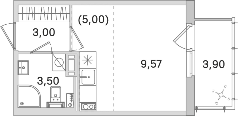 Квартира-студия, 21.07 м² в ЖК "Любоград" - планировка, фото №1