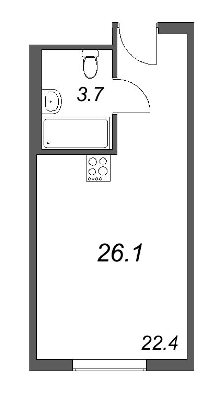 Квартира-студия, 26.1 м² в ЖК "ARTSTUDIO M103" - планировка, фото №1
