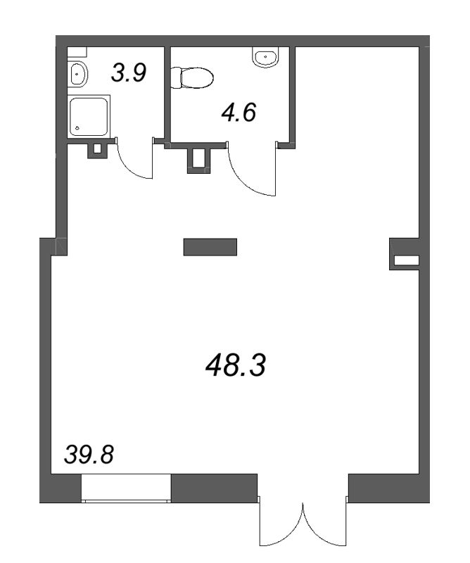 Помещение, 48.3 м² в ЖК "Большая Охта" - планировка, фото №1