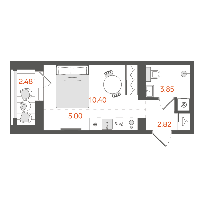 Квартира-студия, 23.31 м² в ЖК "STAVNI Обводный" - планировка, фото №1