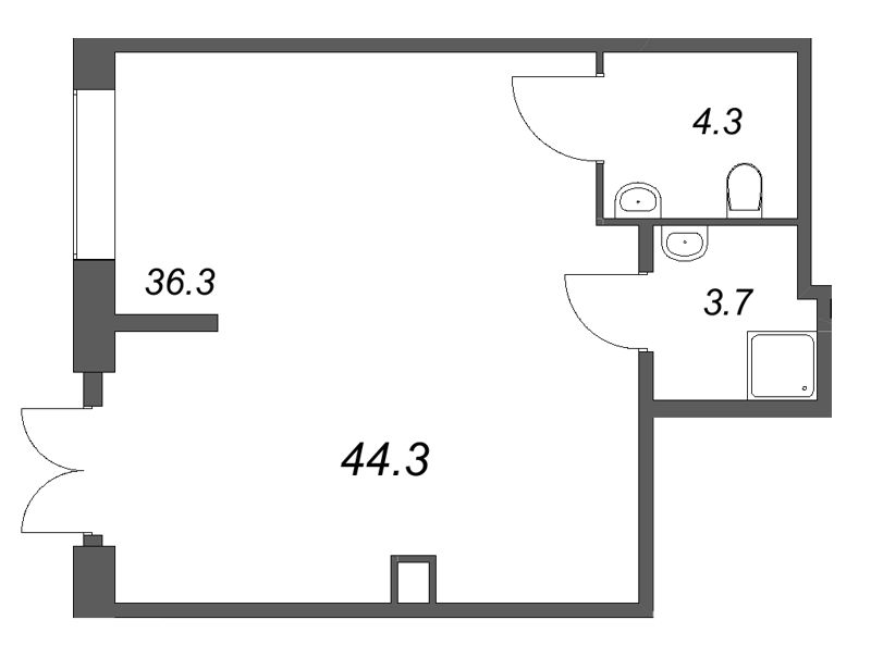 Помещение, 44.3 м² в ЖК "Янила Форест" - планировка, фото №1