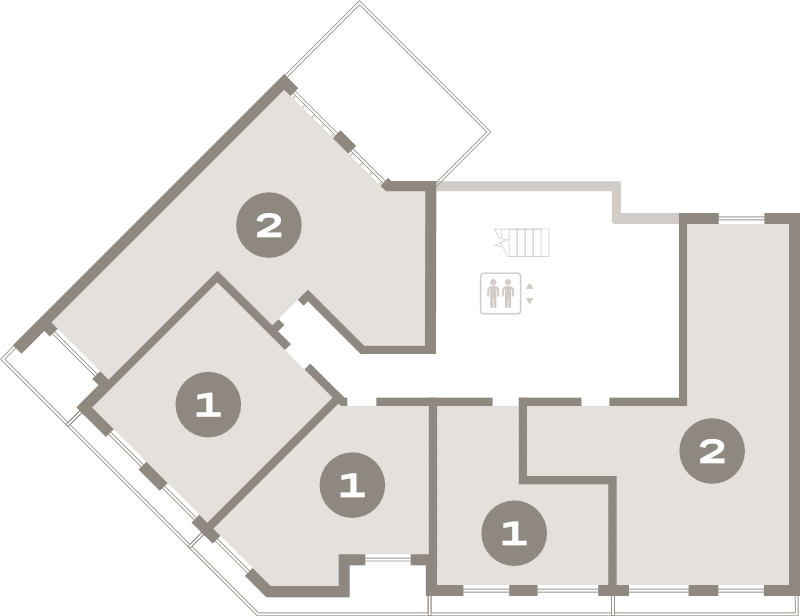 2-комнатная (Евро) квартира, 39.3 м² в ЖК "Северный ветер" - планировка этажа