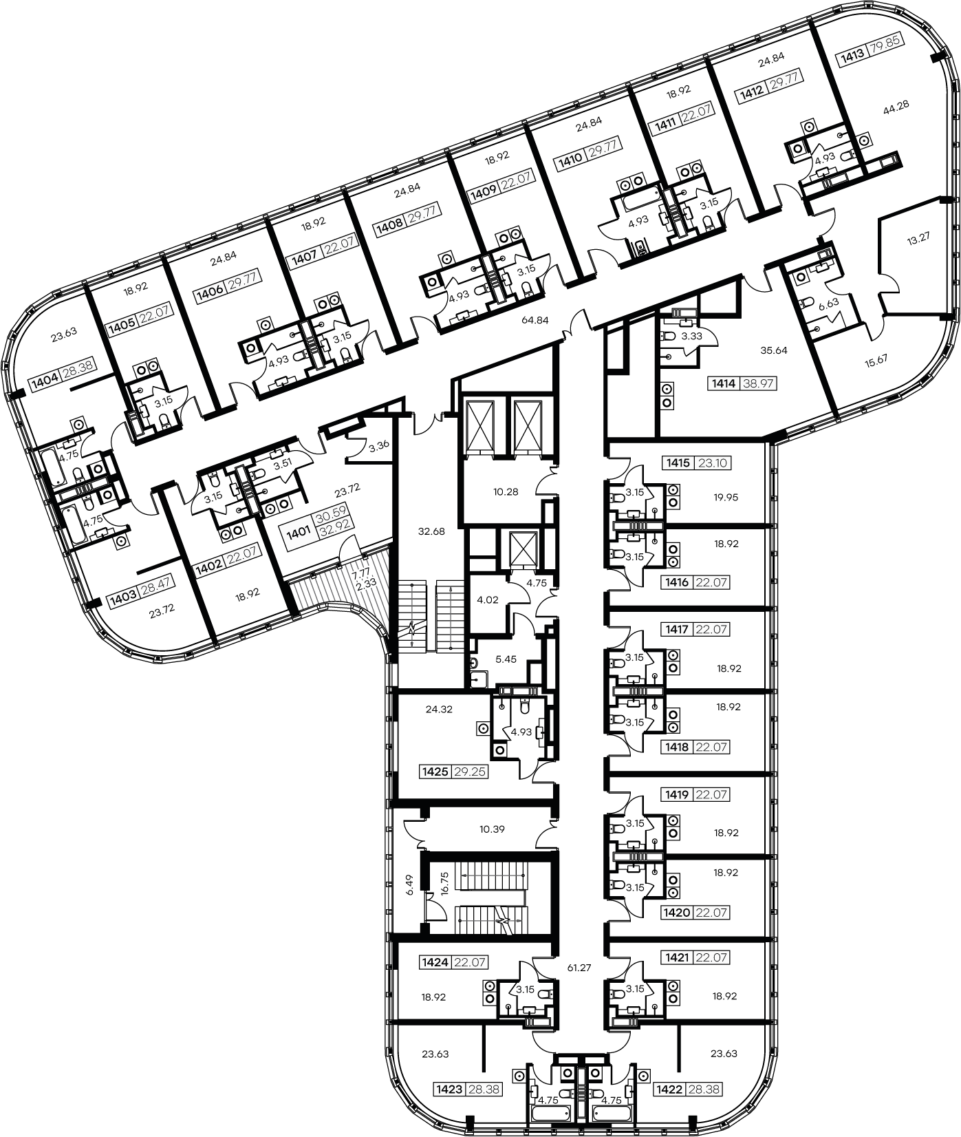 Квартира-студия, 29.1 м² - планировка этажа