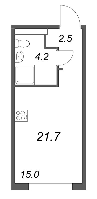Квартира-студия, 21.7 м² - планировка, фото №1