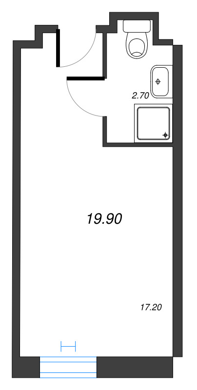 Квартира-студия, 20.05 м² в ЖК "We'll" - планировка, фото №1