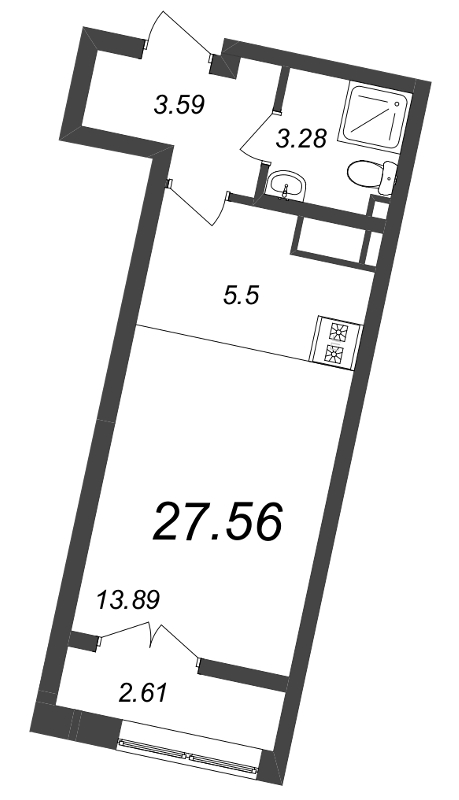 Квартира-студия, 27.56 м² в ЖК "Neva Residence" - планировка, фото №1