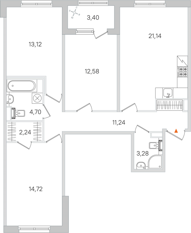 4-комнатная (Евро) квартира, 83.02 м² в ЖК "Дубровский" - планировка, фото №1