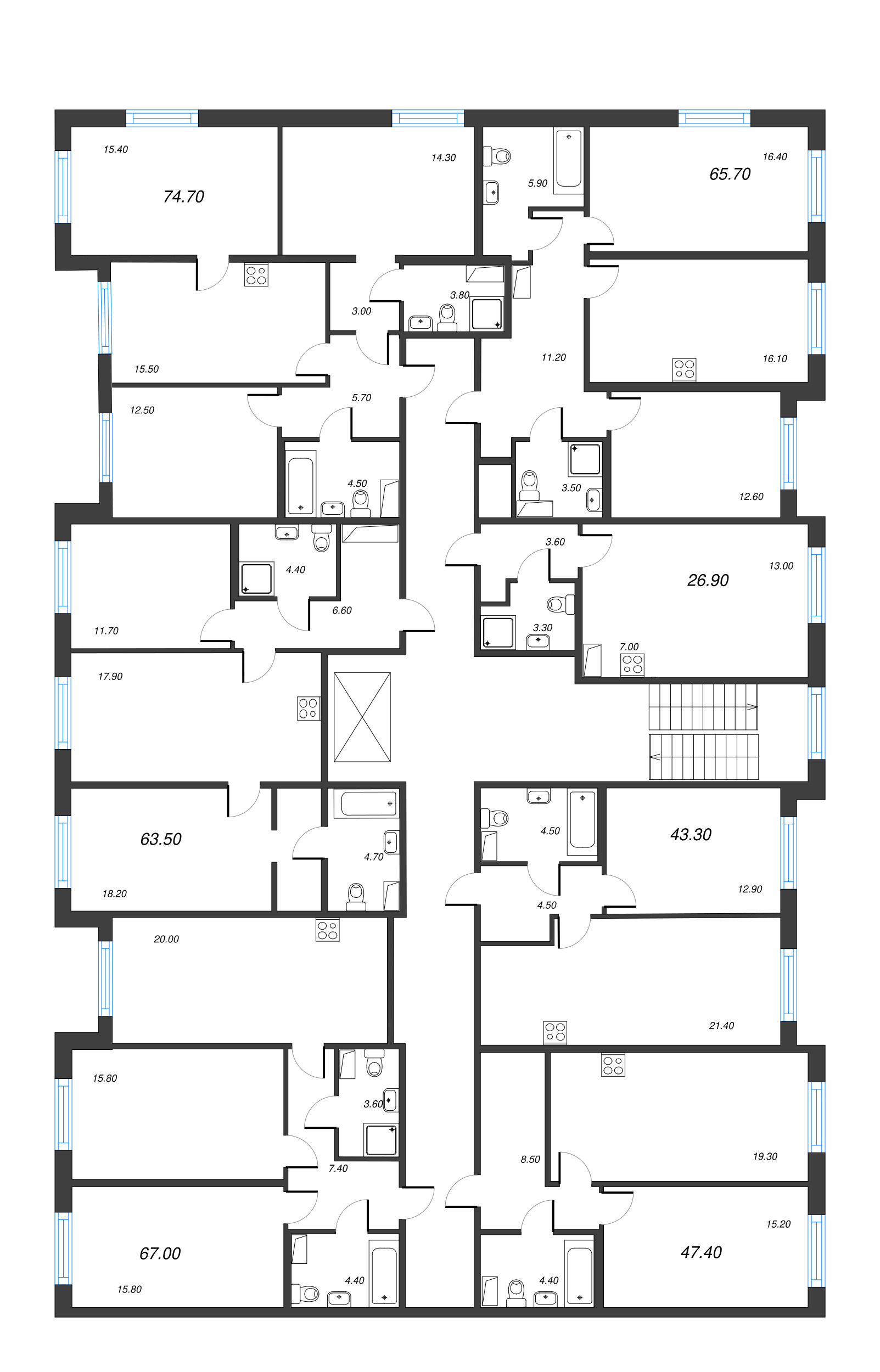 Квартира-студия, 26.9 м² - планировка этажа