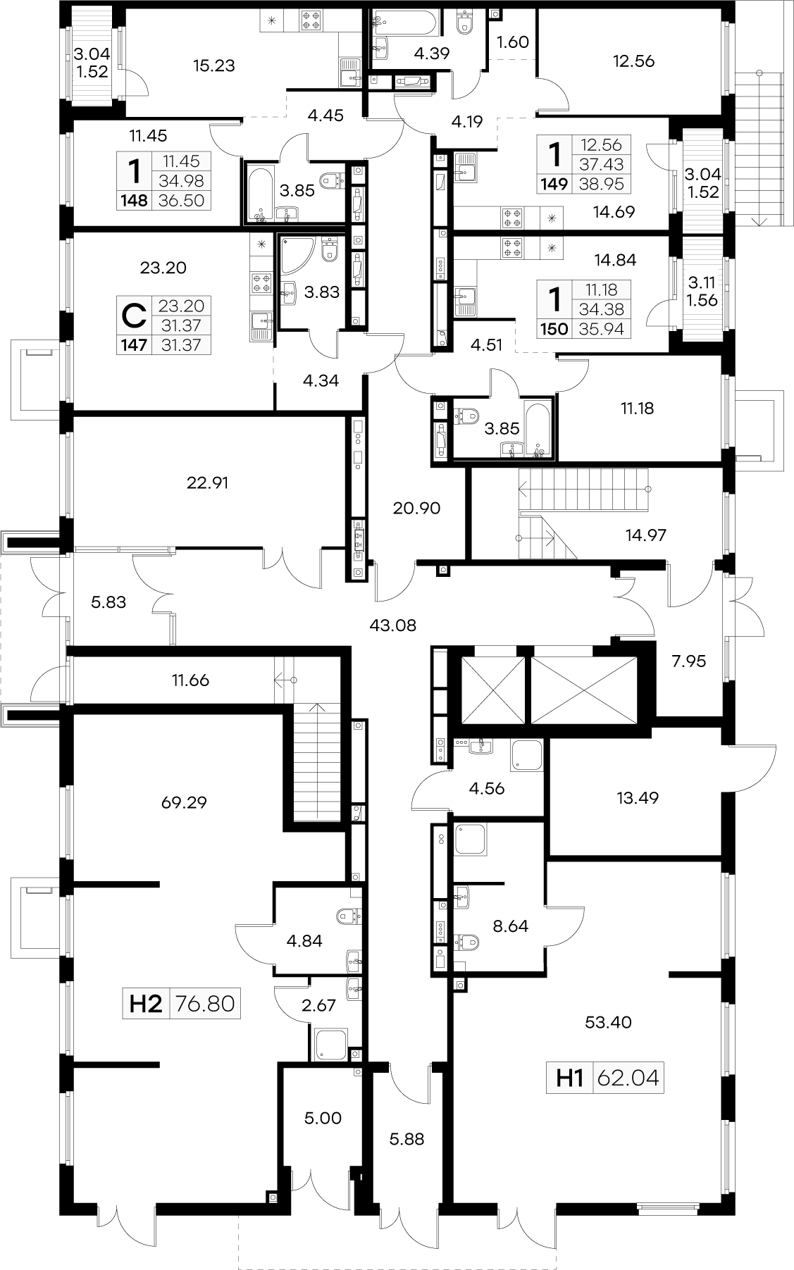 Квартира-студия, 31.37 м² - планировка этажа