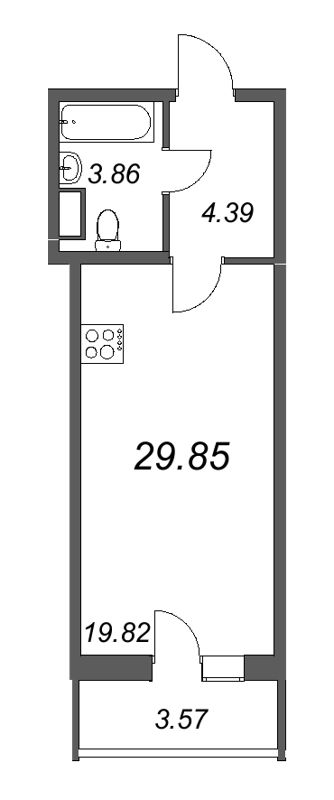 Квартира-студия, 29.85 м² - планировка, фото №1