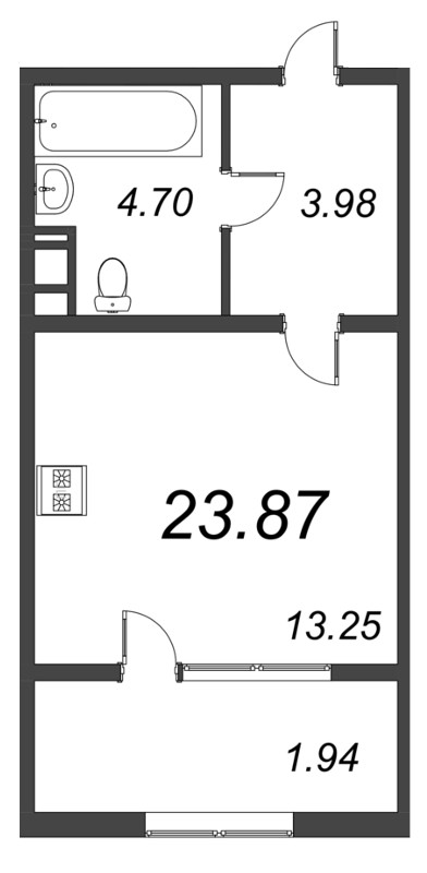 Квартира-студия, 25.4 м² в ЖК "Pixel" - планировка, фото №1