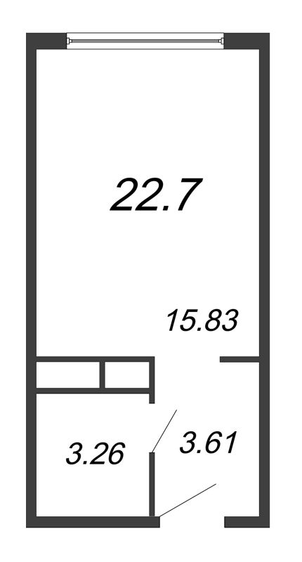 Квартира-студия, 22.7 м² - планировка, фото №1