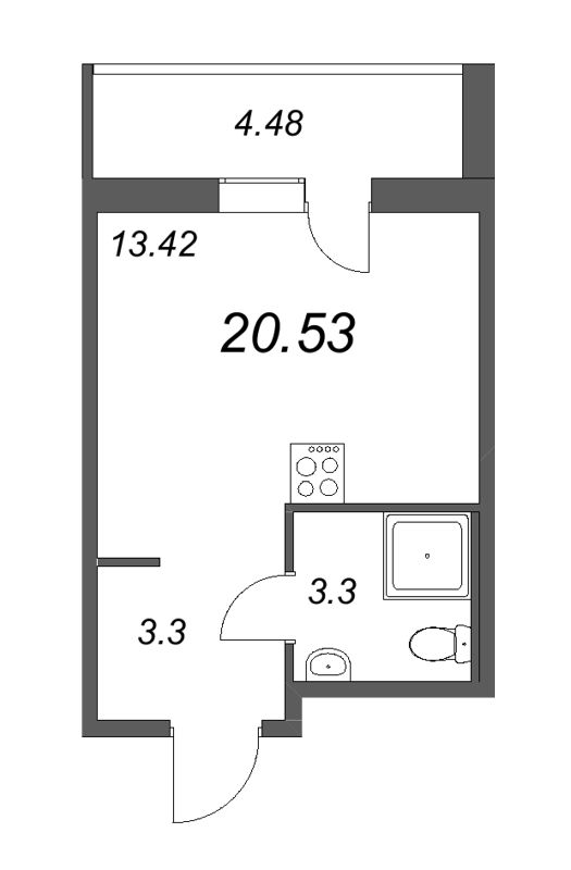 Квартира-студия, 20.53 м² - планировка, фото №1