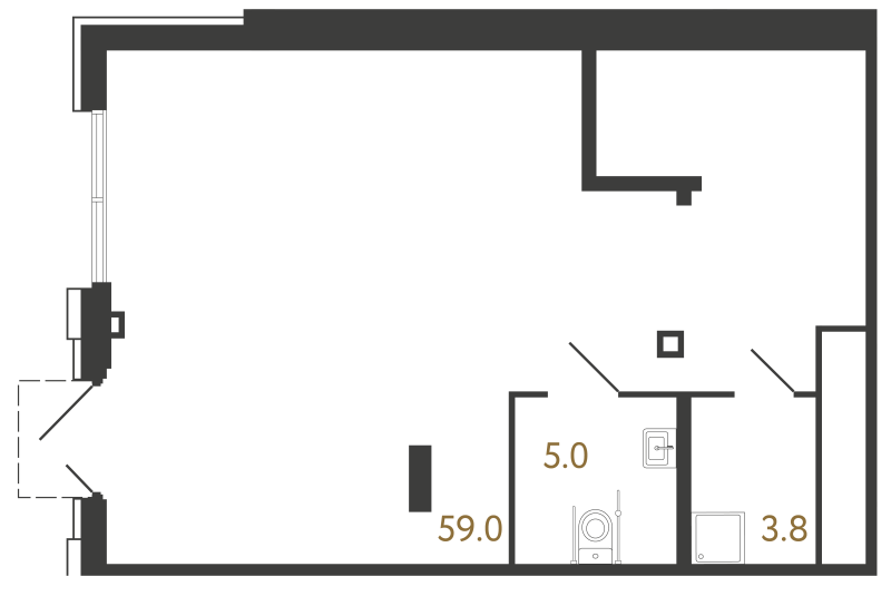Помещение, 67.8 м² в ЖК "Струны" - планировка, фото №1